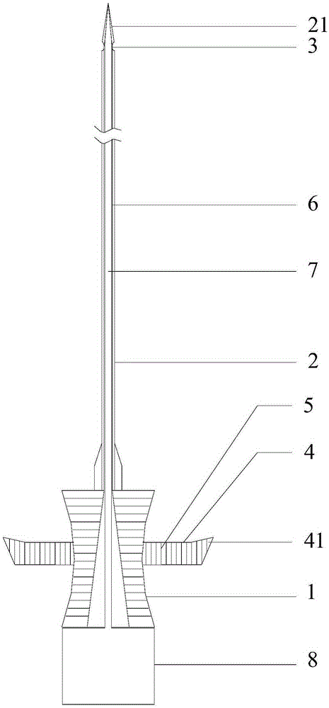 Pen point type double-side-hole pure spinal anaesthesia puncture needle