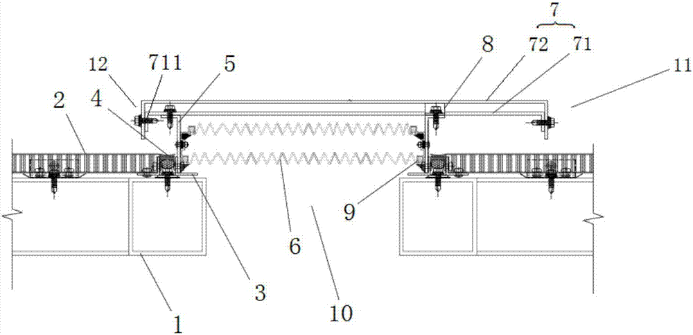 Metal plate expansion joint structure