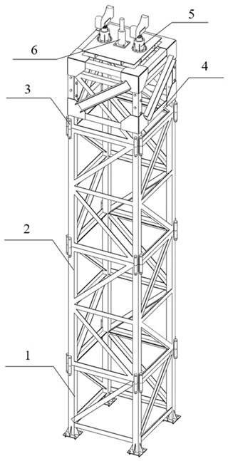 Temporary support frame for mounting assembled lattice type steel structure and use method