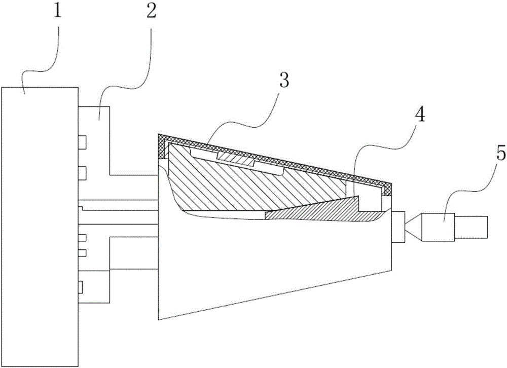 Machining device and method for conical thin wall shell body