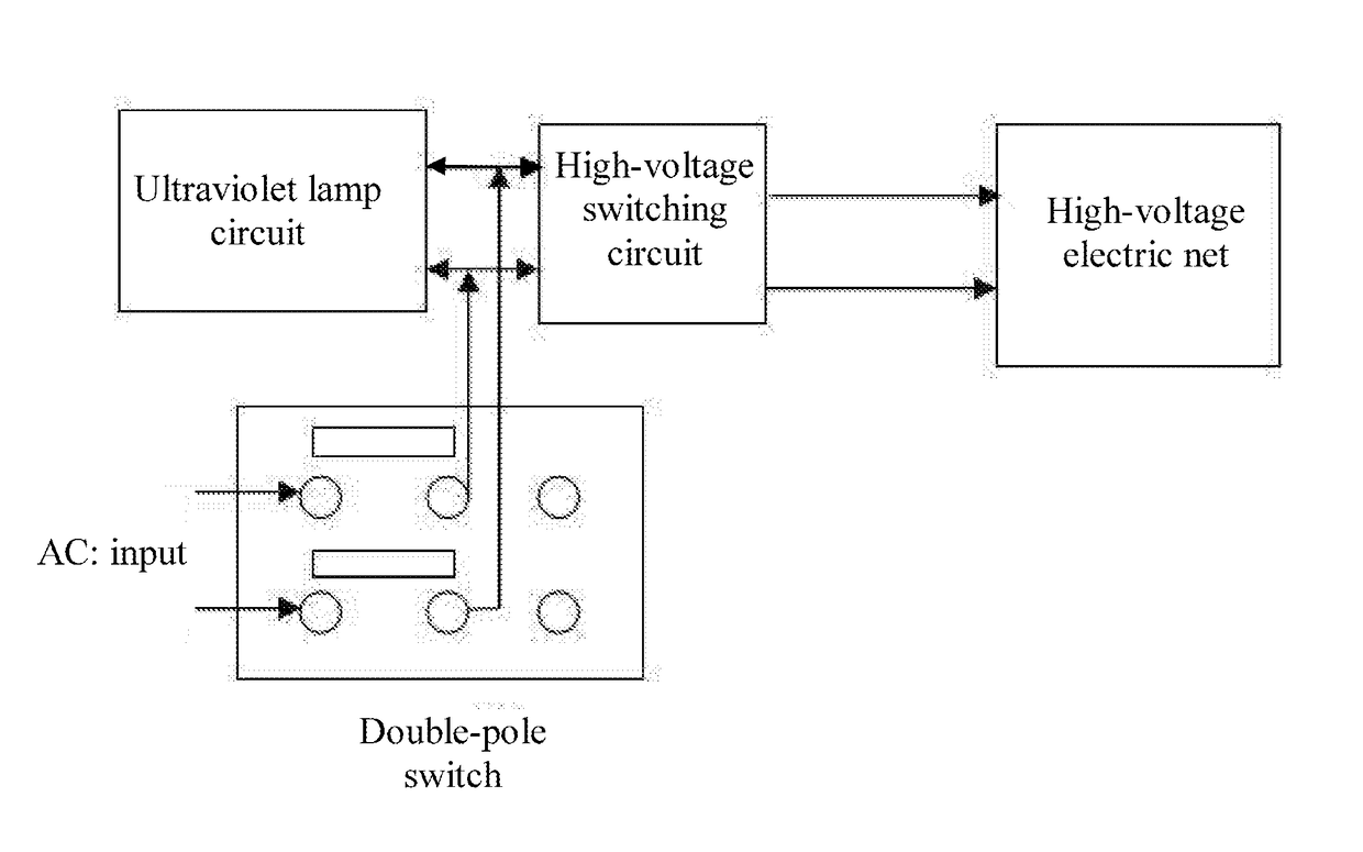 Ultraviolet mosquito-killing lamp with electric shock protection function