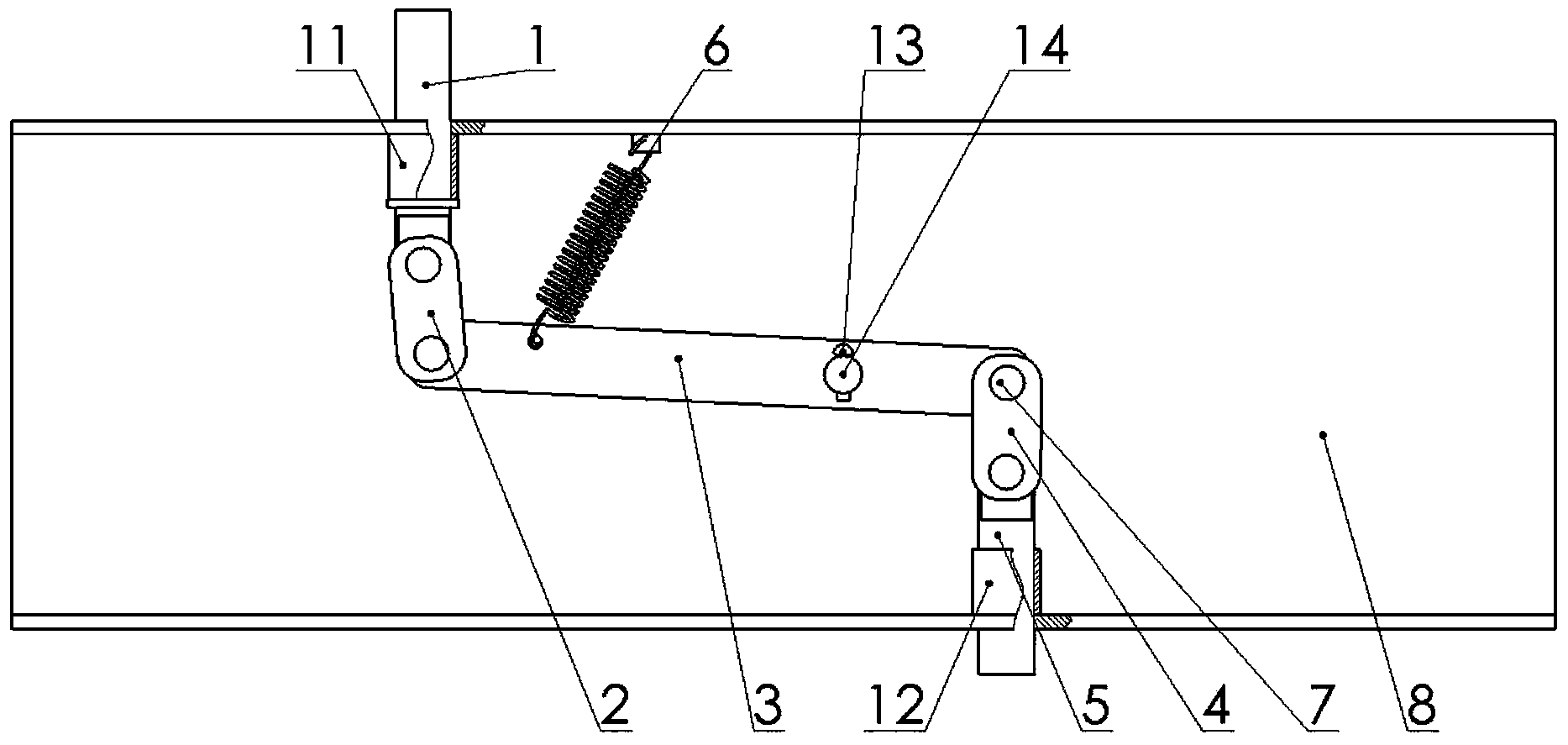 Bi-articulated safety pin mechanism for power catwalk machine transmission rack