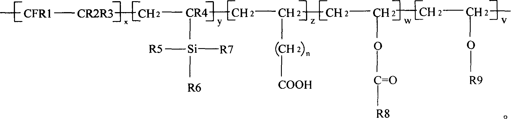 Multipolymer resin water dispersoid containing fluorine and silicon