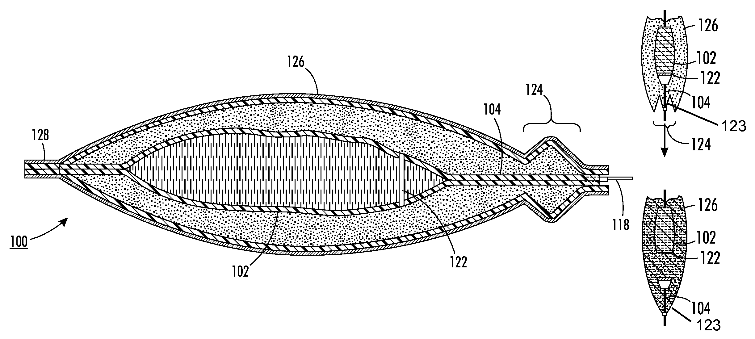 Container having a tearable packet therein