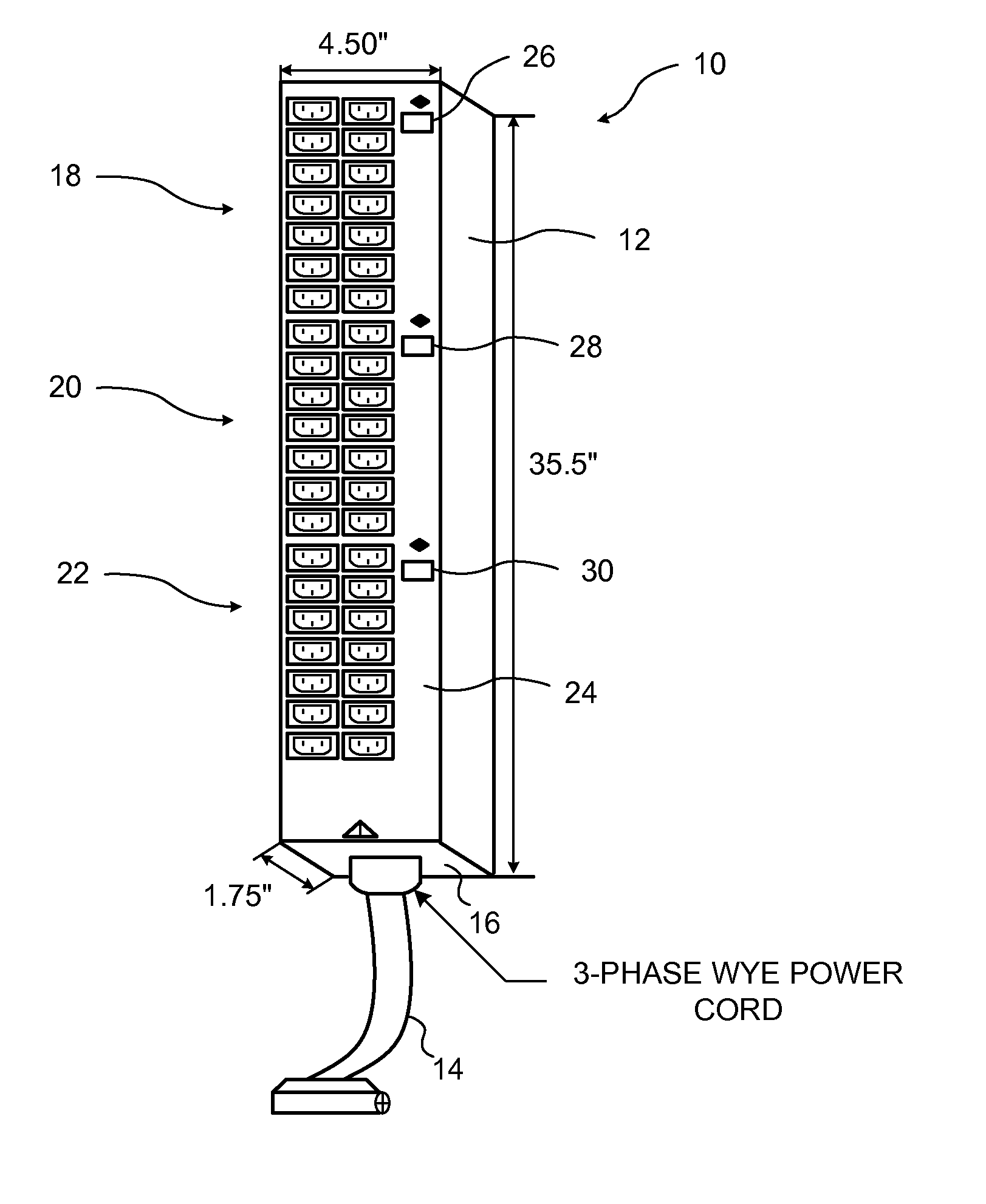 Polyphase power distribution and monitoring apparatus