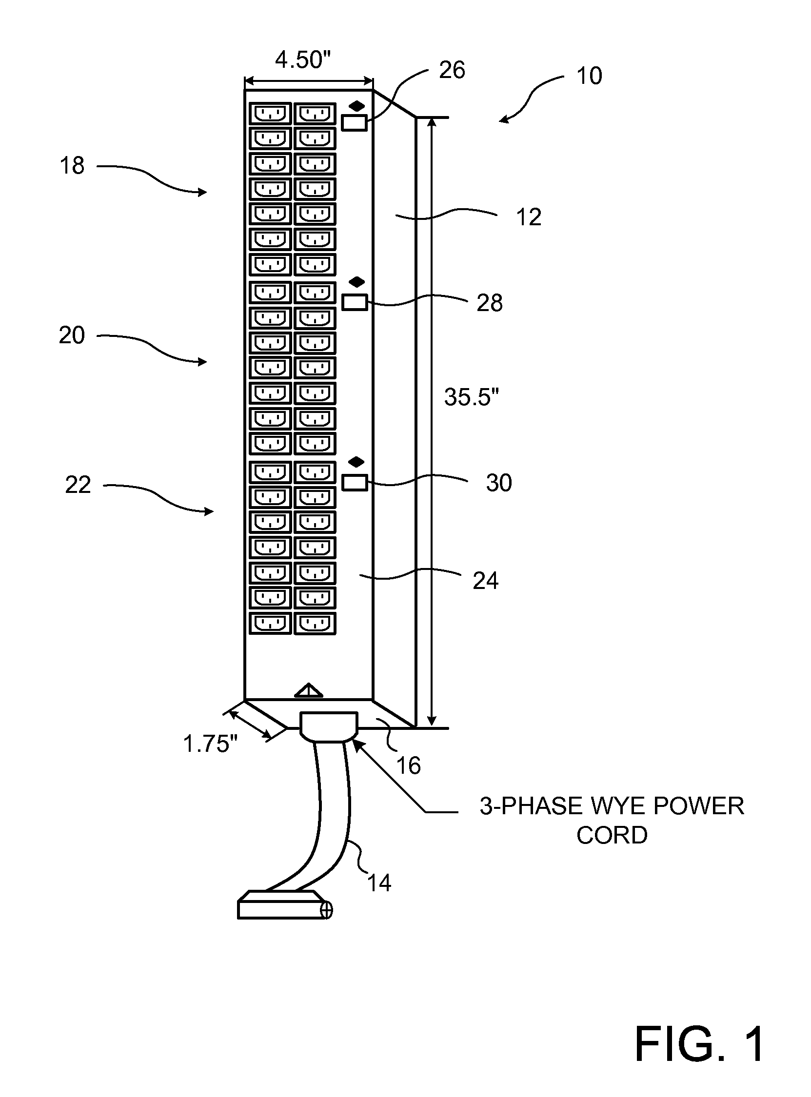 Polyphase power distribution and monitoring apparatus