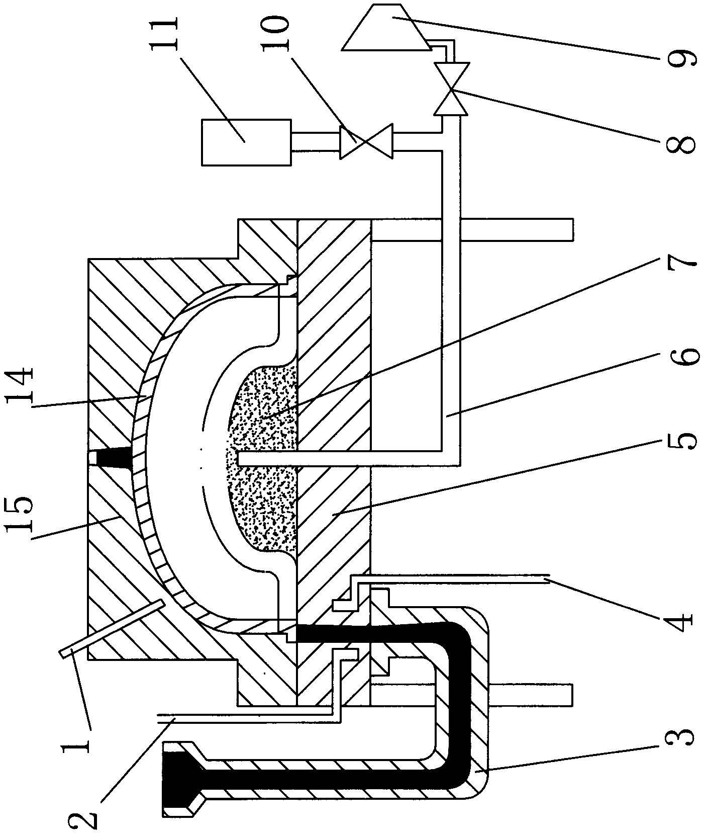 Method and device for pneumatic bulging after head casting