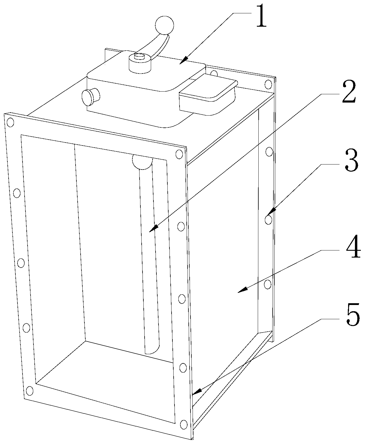 Air damper for ship ventilation with U-shaped expansion and return noise reduction