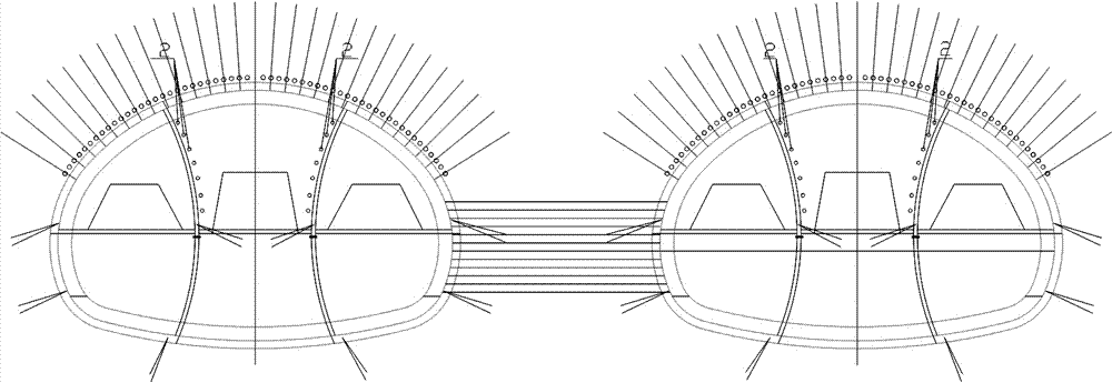 Construction method for small-clear-distance four-lane shallow-buried large-span tunnel