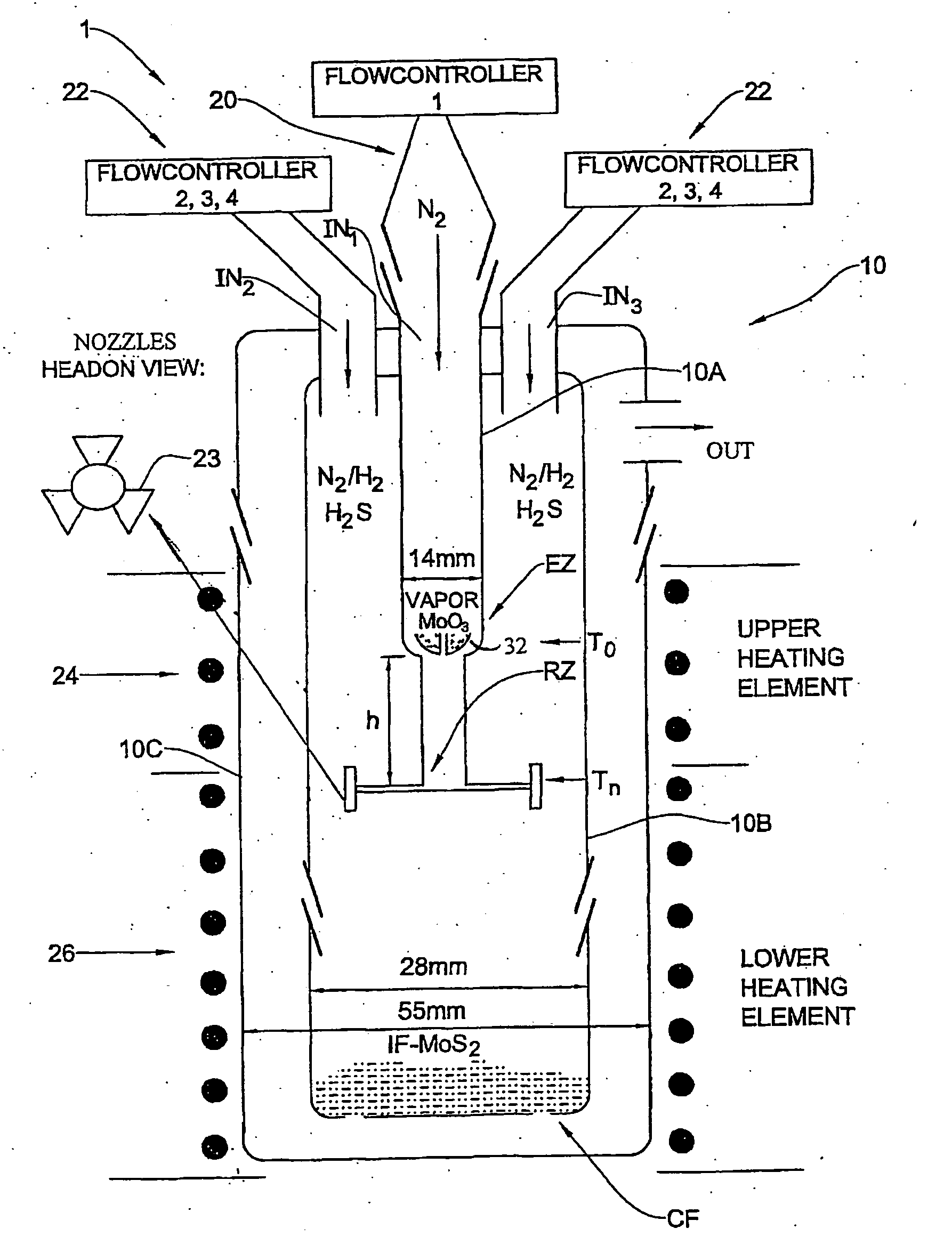 Method and apparatus for producing inorganic fullerene-like nanoparticles