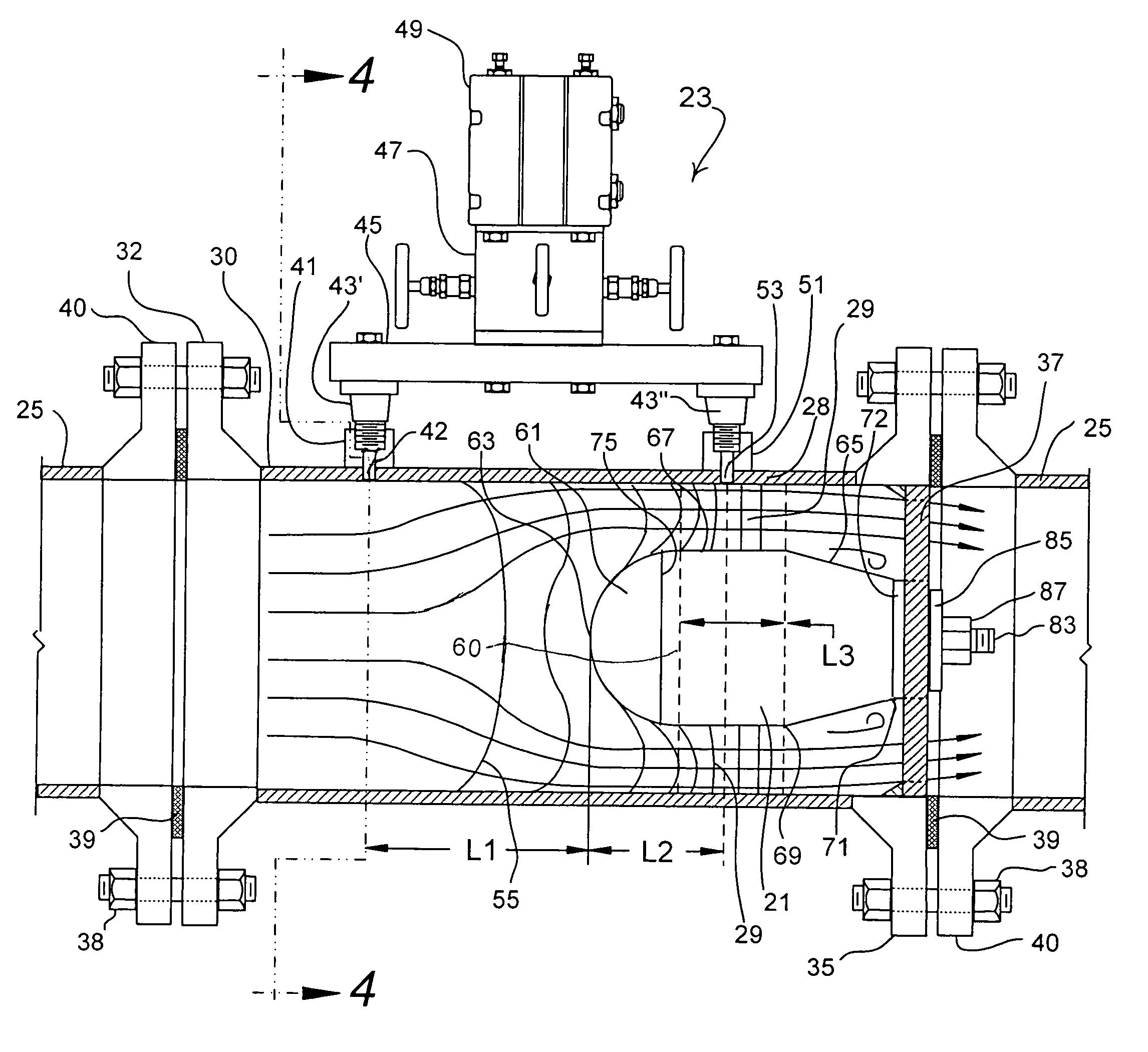 Devices, installations and methods for improved fluid flow measurement in a conduit