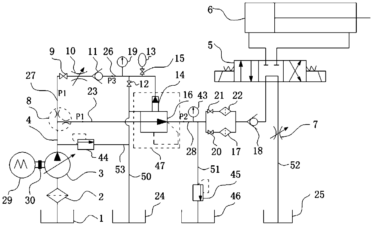 Universal decompression device and decompression method for marine hydraulic system