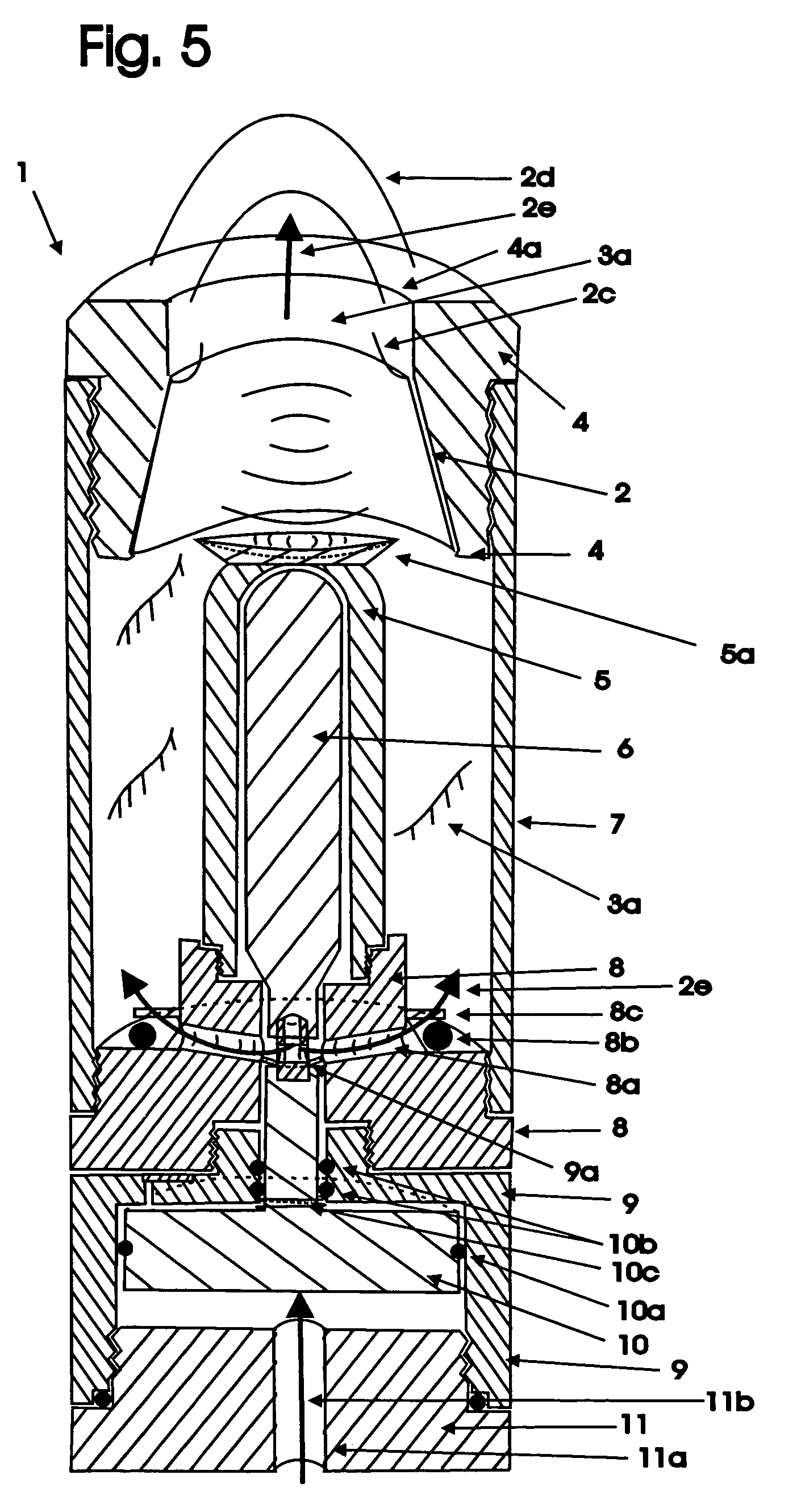 Gas projection device sometimes with a burst disk, producing loud sonic report and smoke plume