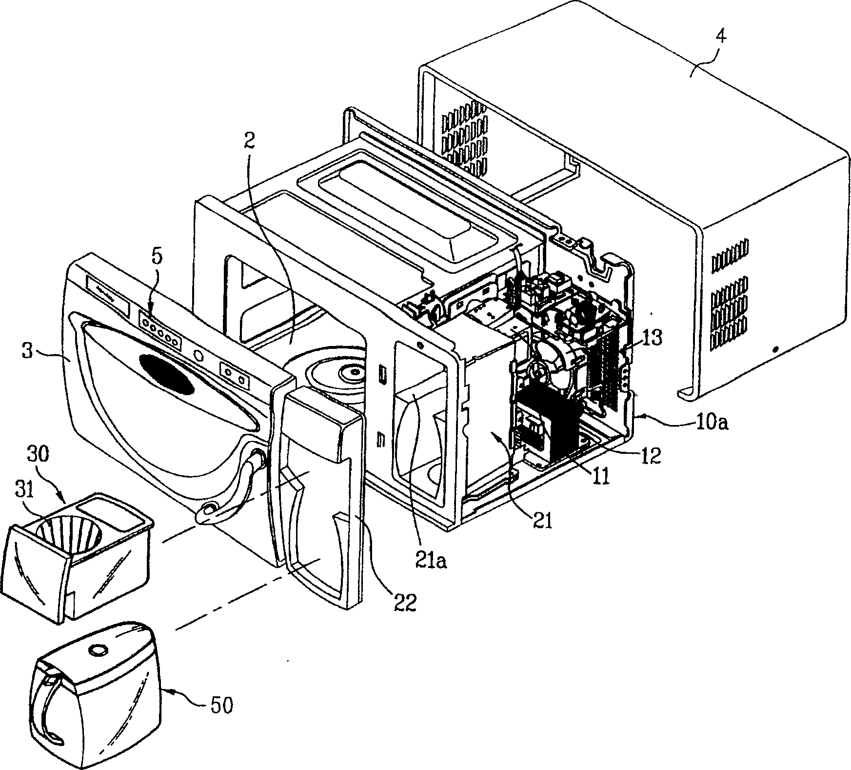 Microwave oven with coffee making device