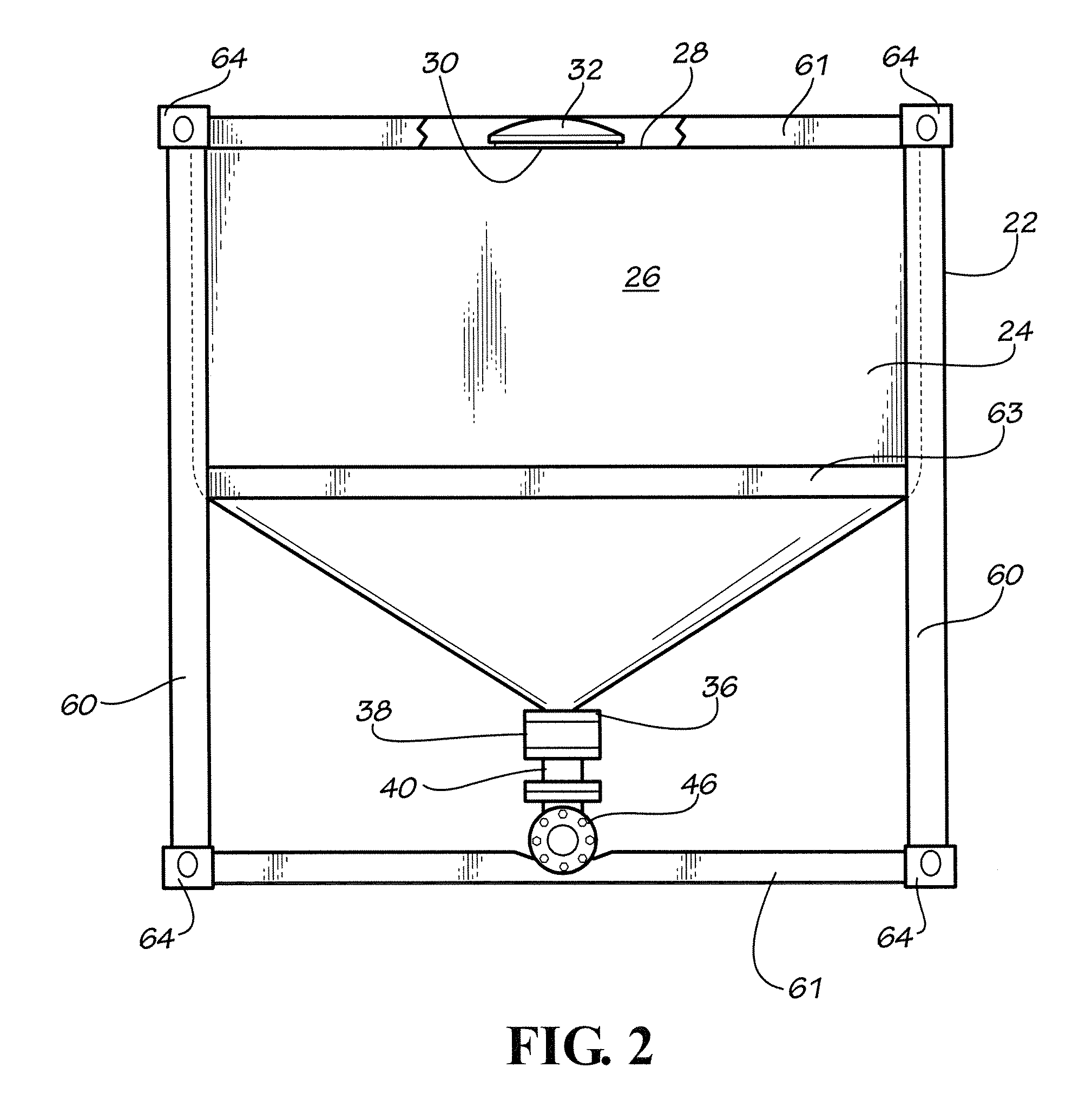 Framed Transport And Distribution Container For Bulk Granular Product And Method