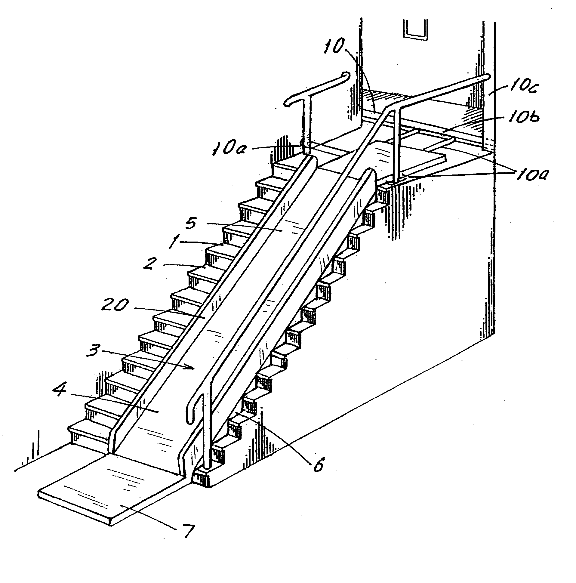 Indoor stair slide for transporting the handicapped between floors and/or for joyful rides