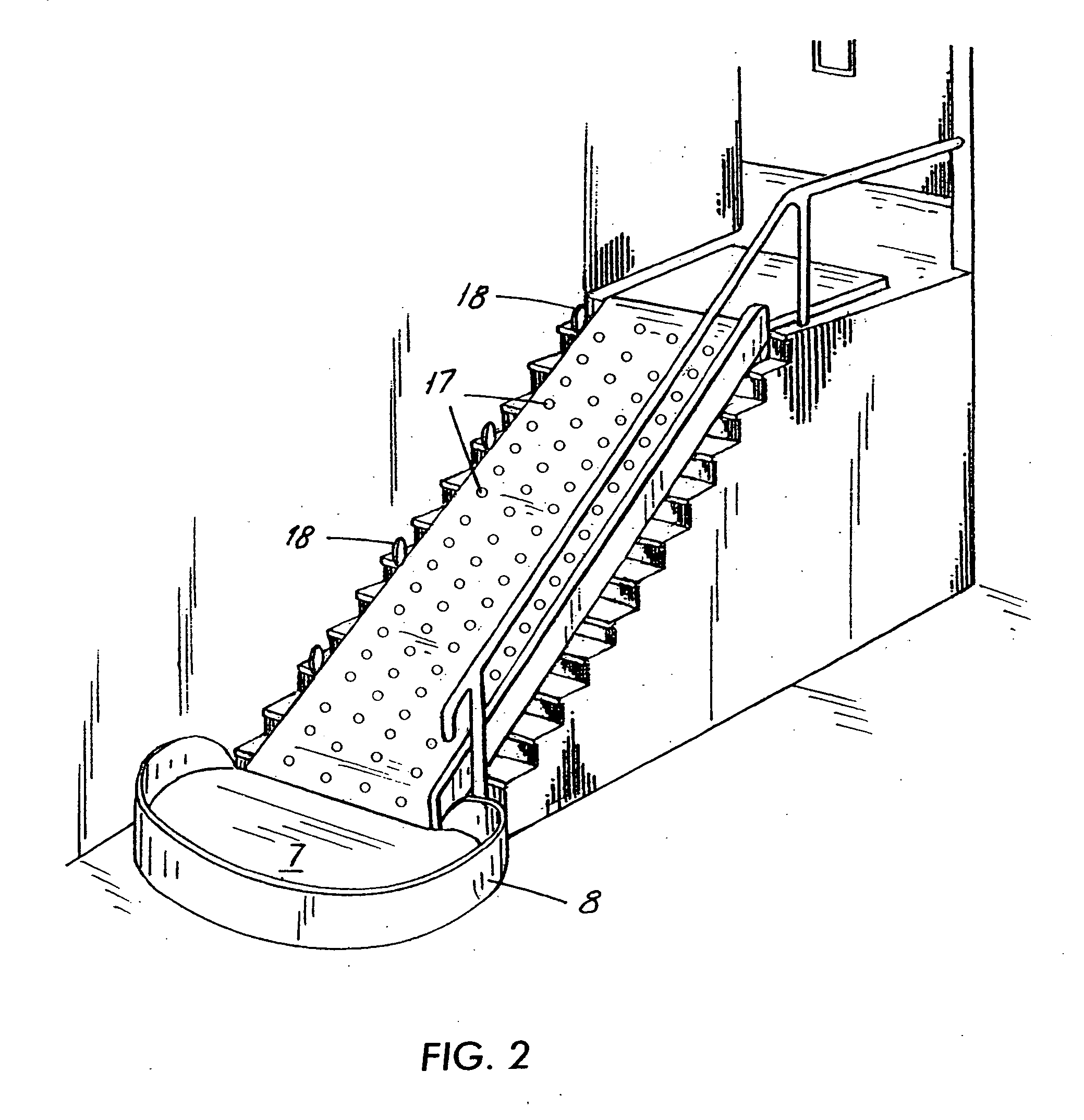 Indoor stair slide for transporting the handicapped between floors and/or for joyful rides