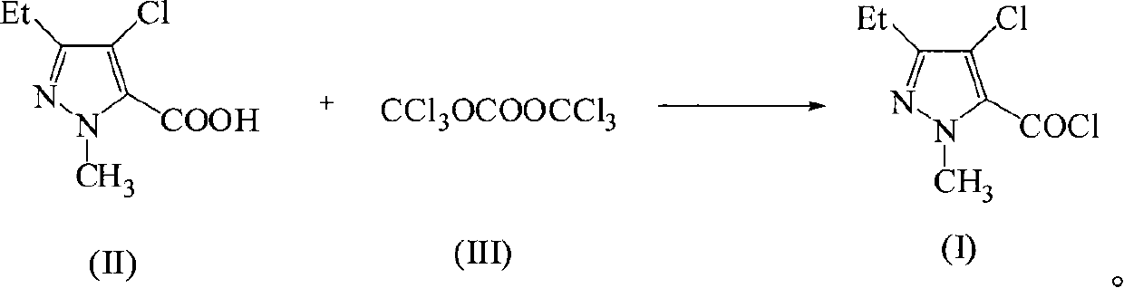 Green synthetic method for methyl-3-ethyl-4-chlorin-5-pyrazol formyl chloride