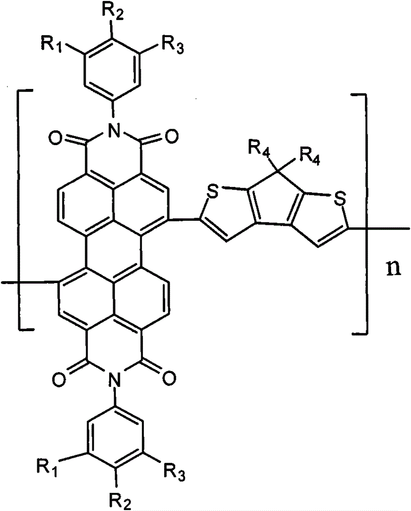 Tetracarboxylic acid diimide copolymer containing cyclopentadienedithiophene unit, its preparation method and its application