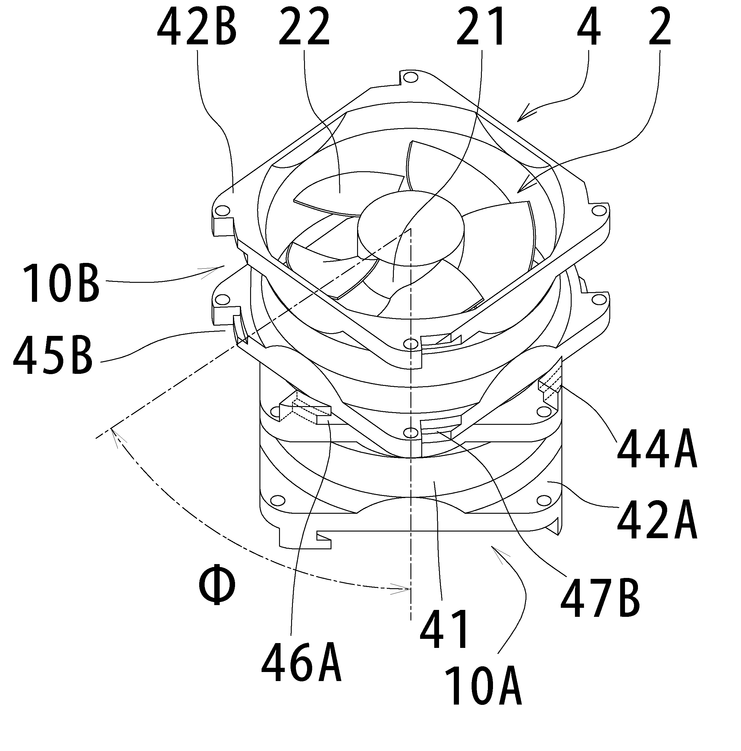 Housing assembly for use in fan unit and fan unit including the same