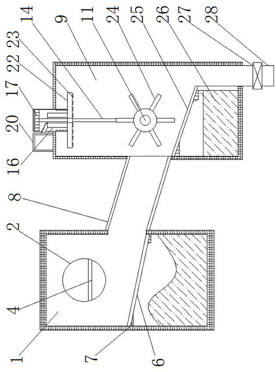 Livestock farm excrement drying treatment device capable of synchronously removing peculiar smells