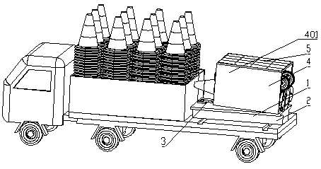 A traffic cone display vehicle