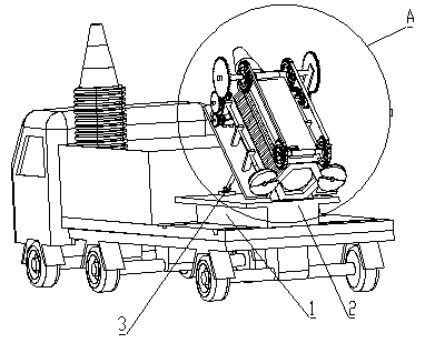 A traffic cone display vehicle