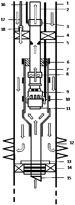 Well completion production pipe string capable of mining at lower part and injecting at upper part and with electric submersible pump