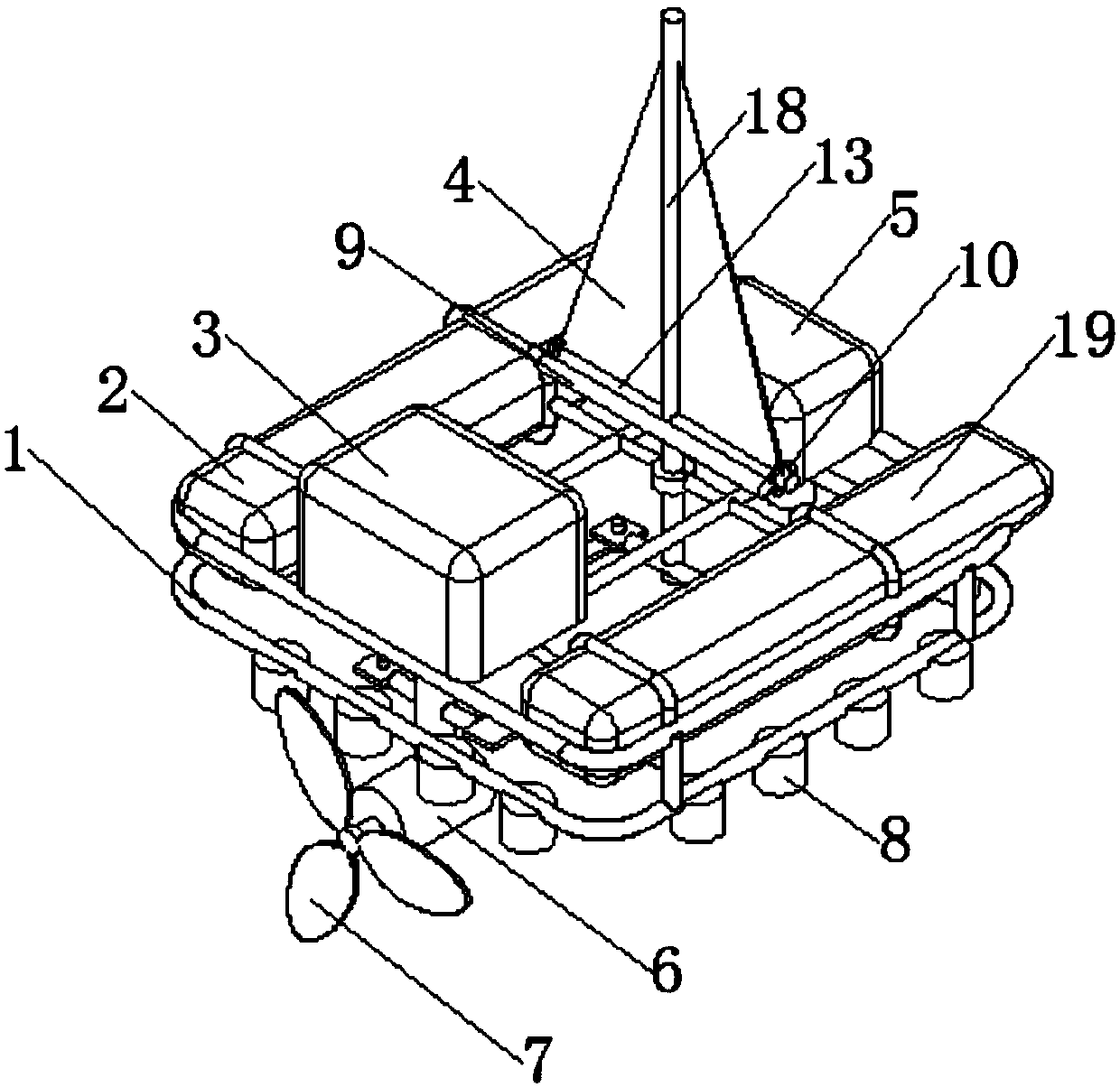 Wind energy suspension type ultrasonic ecological algae removal device