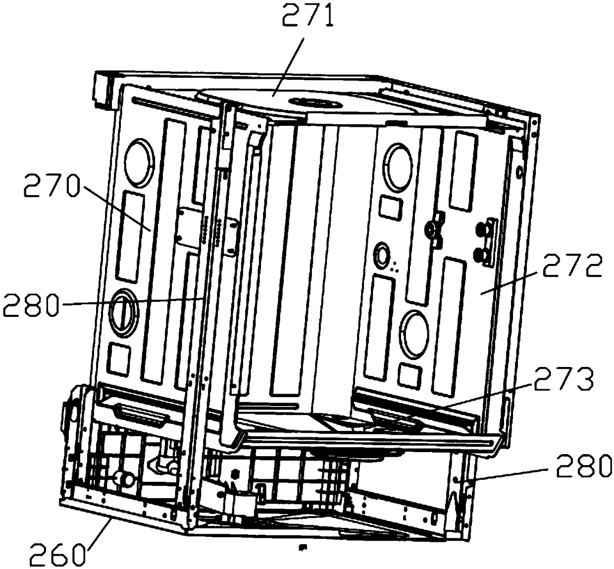 Liner container molding structure and molding method of dishwasher