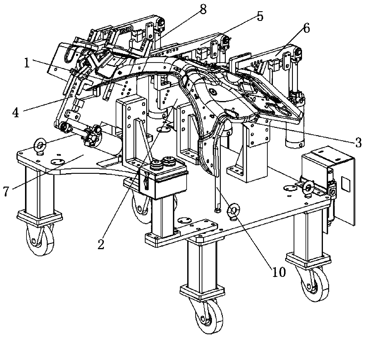 Automobile right front wheel cover screw-implanting cover plate assembly positioning and welding tool