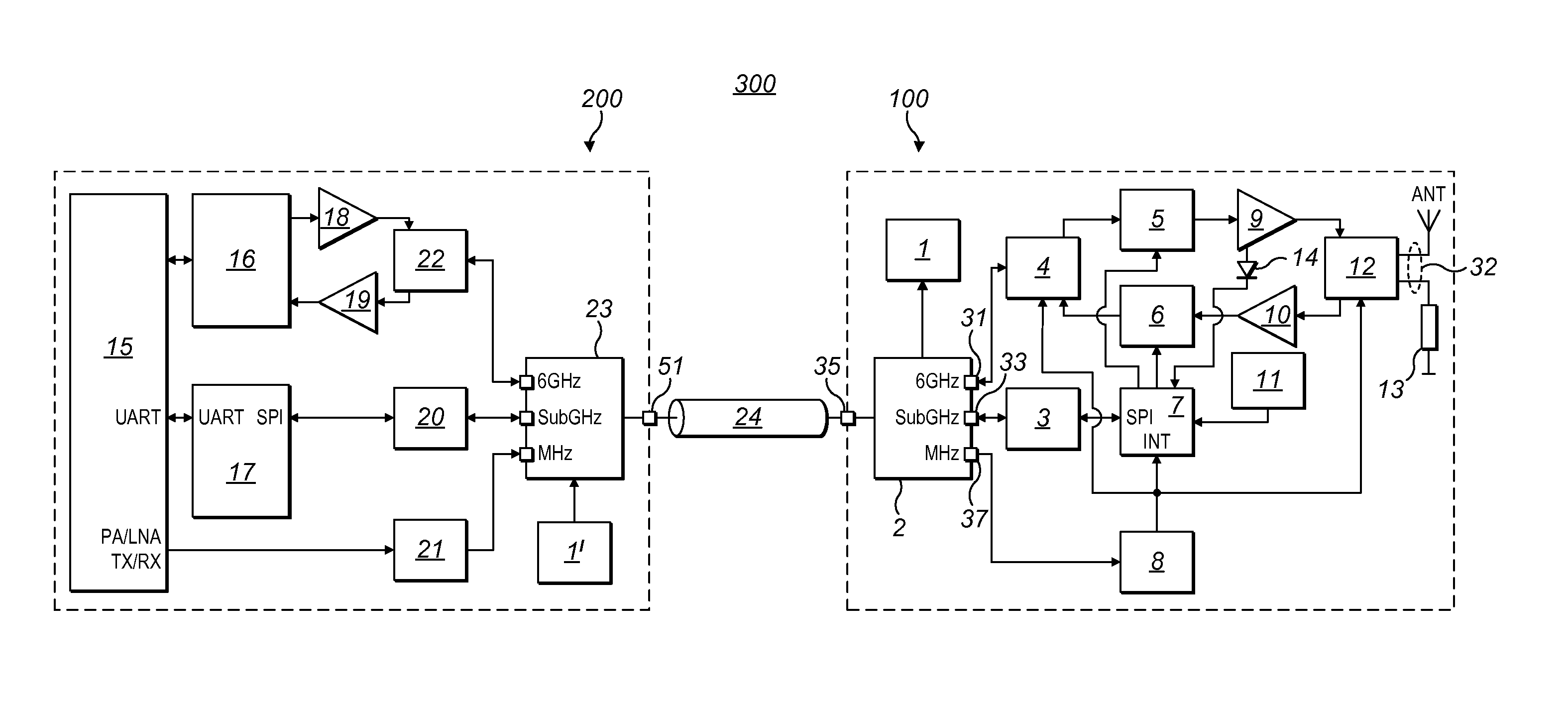 Compensator module for a transceiver unit, radio system and method of operating thereof