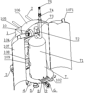 Quick dismounting-mounting low-temperature heptafluoropropane pipe-network-free fire extinguishing device