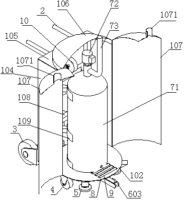 Quick dismounting-mounting low-temperature heptafluoropropane pipe-network-free fire extinguishing device