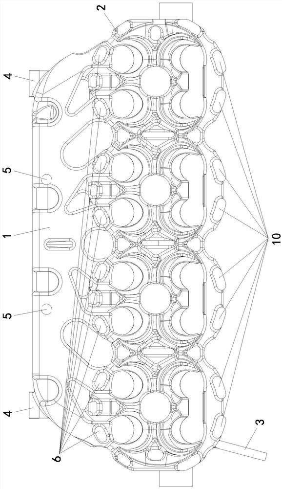 A cylinder head double-layer water jacket structure for a cross-flow cooling engine