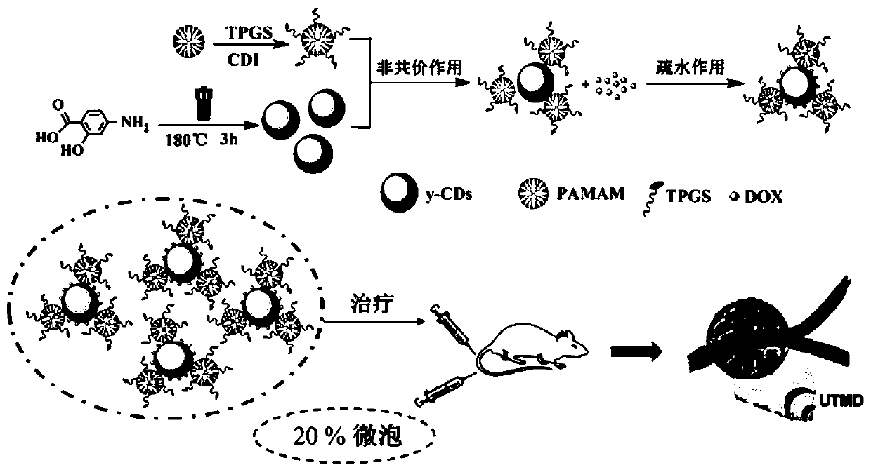 UTMD-based dual drug-loading nano platform and preparation method and application thereof