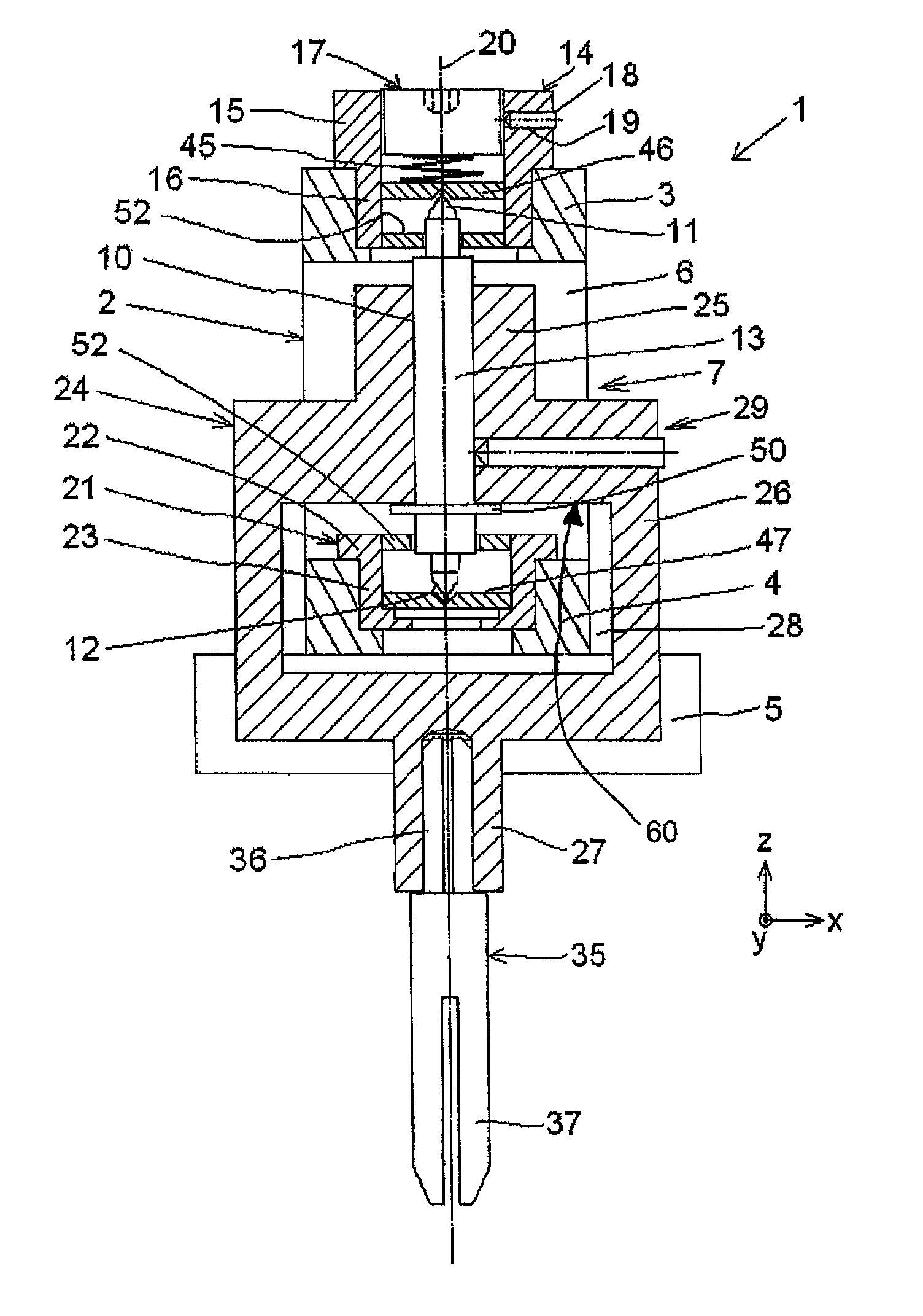 Measuring unit for measuring characteristics of a sample liquid, in particular viscoelastic characteristics of a blood sample