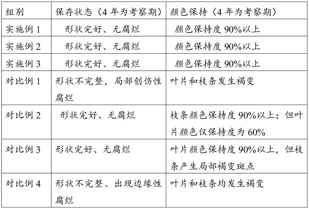 A kind of high-efficiency color-preservation, pest-proof and anti-corrosion method for plant specimens