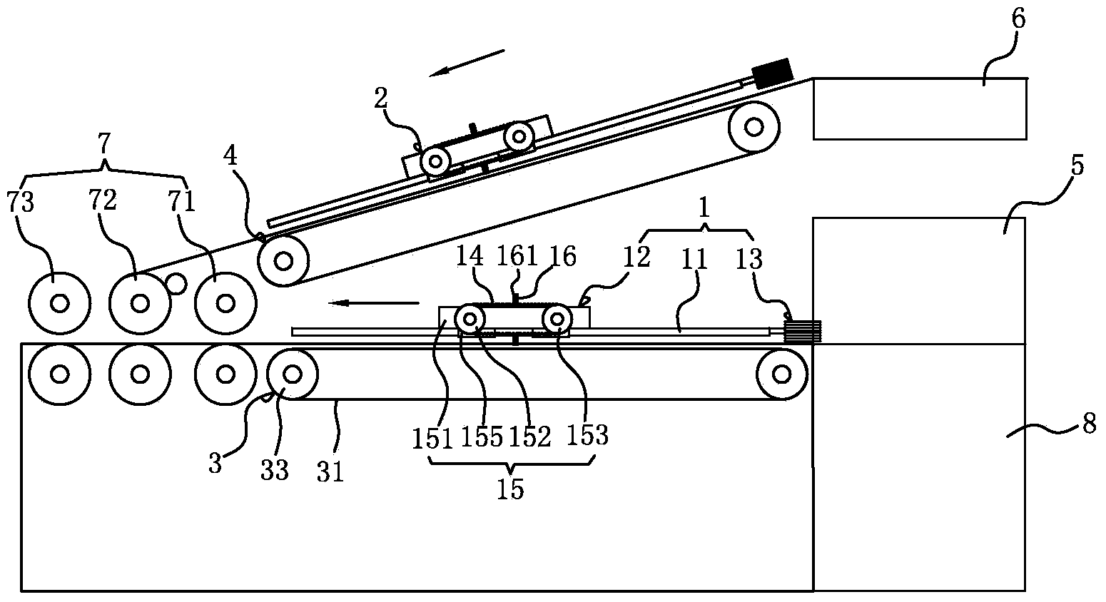 Variable pitch split type numeric control alignment system of paper laminating machine