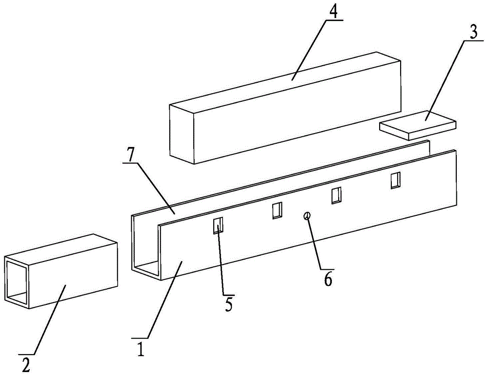 A steel and wood composite square wood component