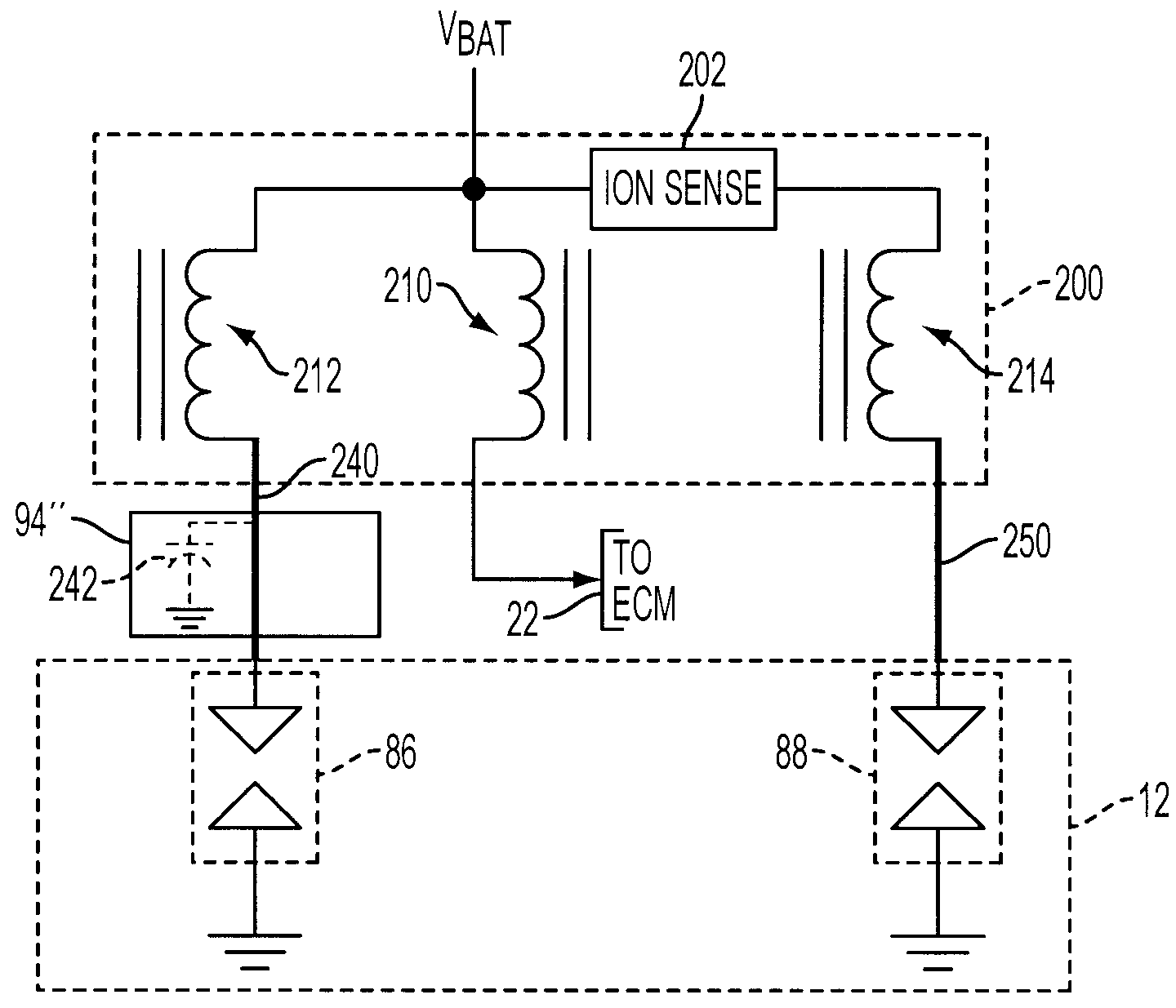 Internal combustion engine with multiple spark plugs per cylinder and ion current sensing