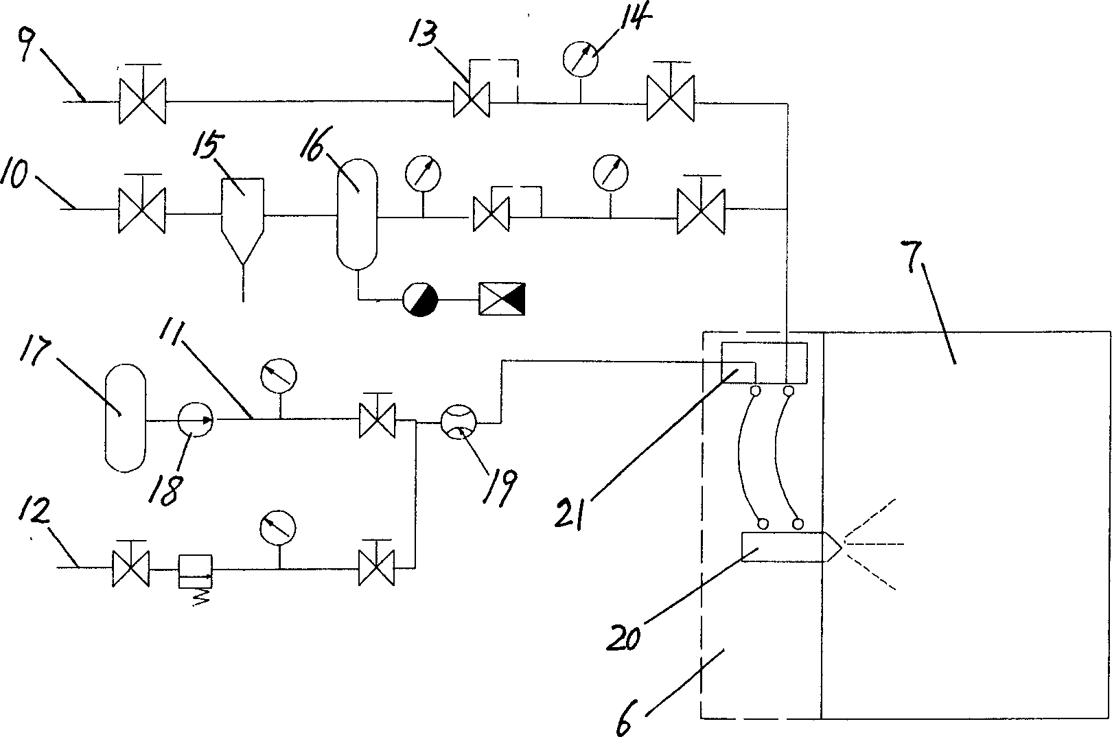 Mixed nozzle measuring device