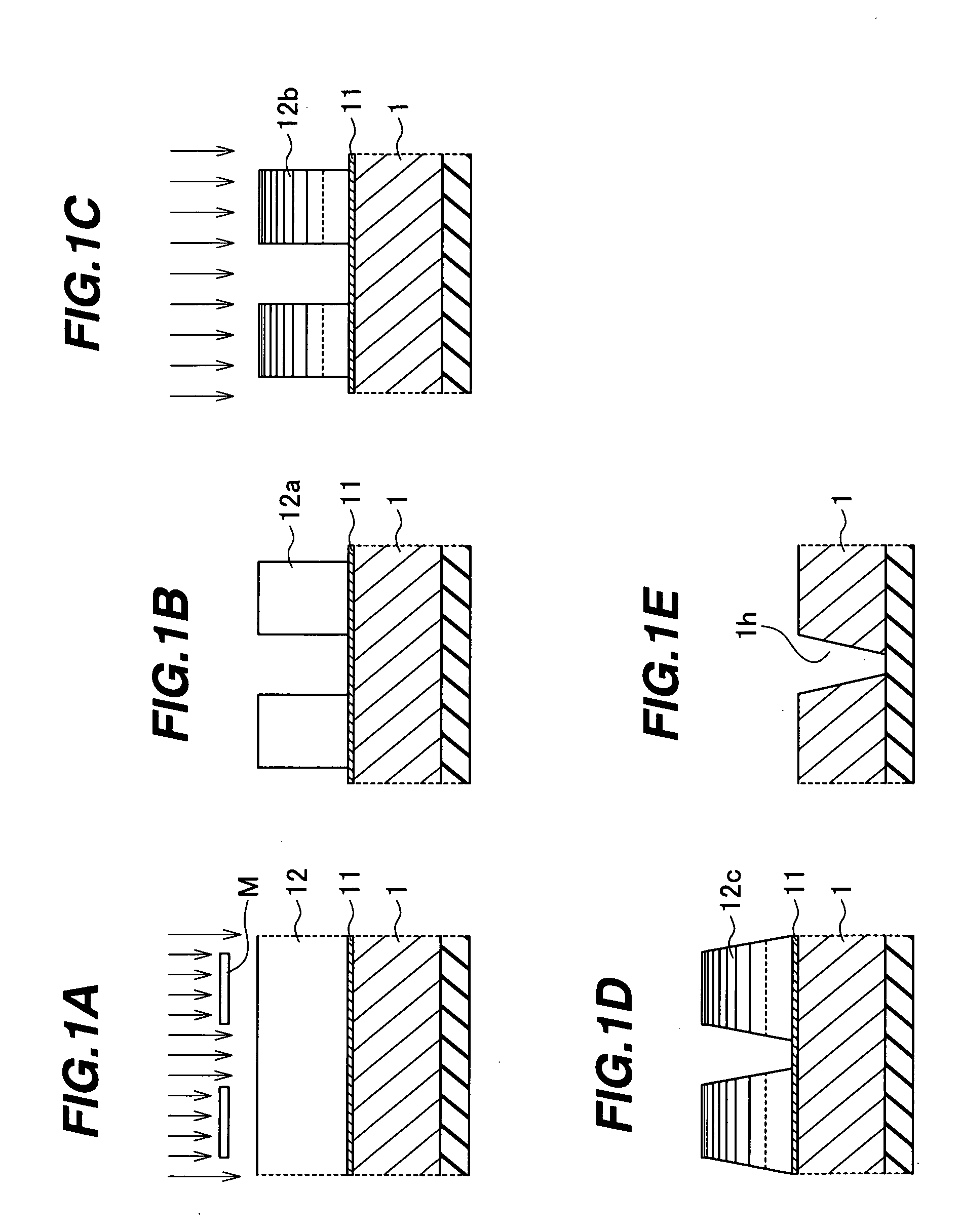 Method of forming a resist pattern and fabricating tapered features