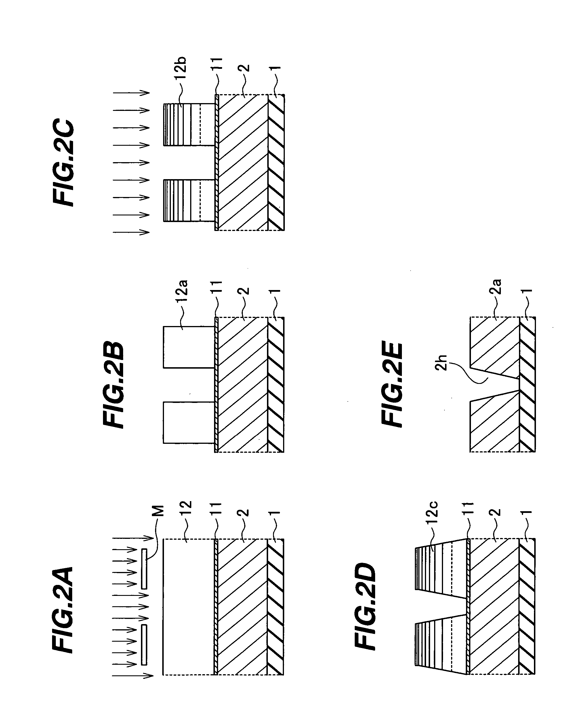 Method of forming a resist pattern and fabricating tapered features