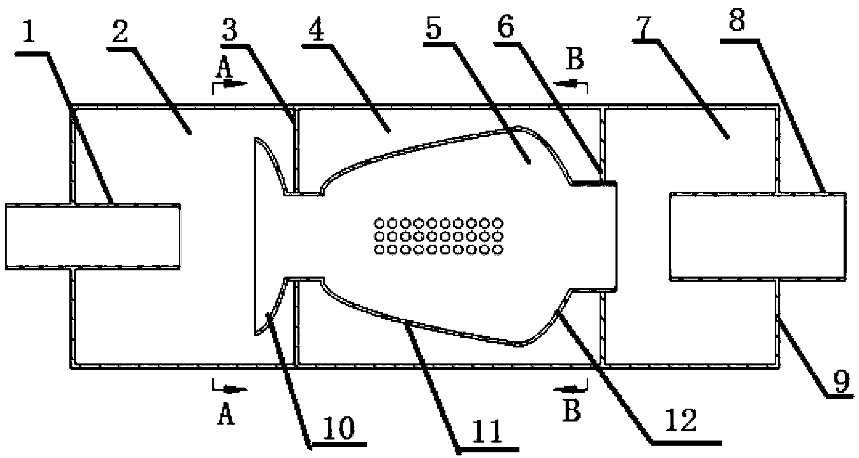 Reactive muffler structure used for construction machinery