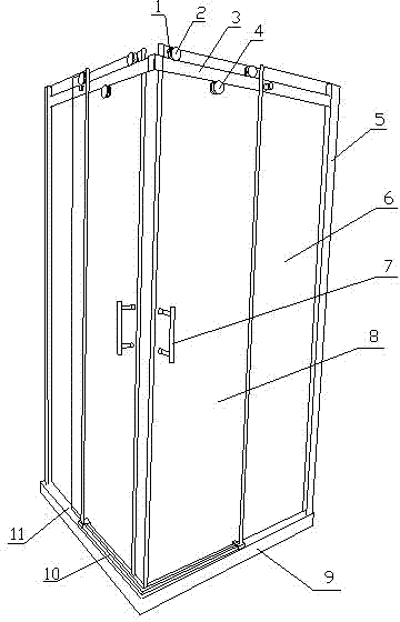 Shower room without slide rails