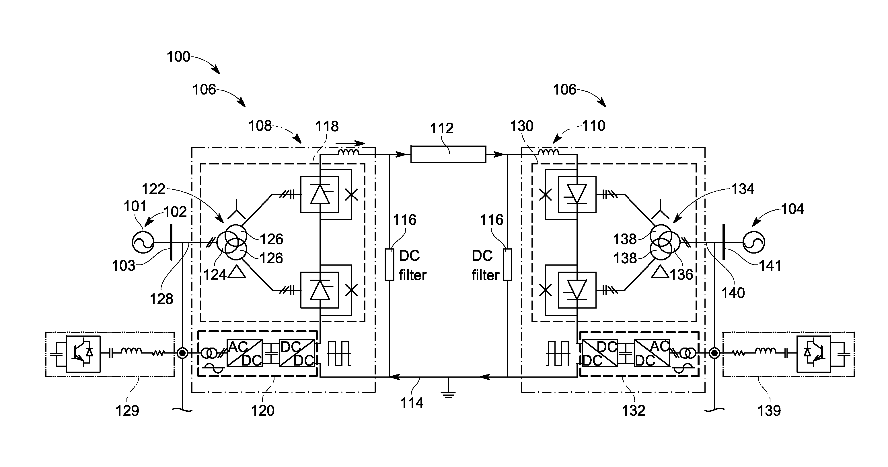 High voltage direct current (HVDC) converter system and method of operating the same