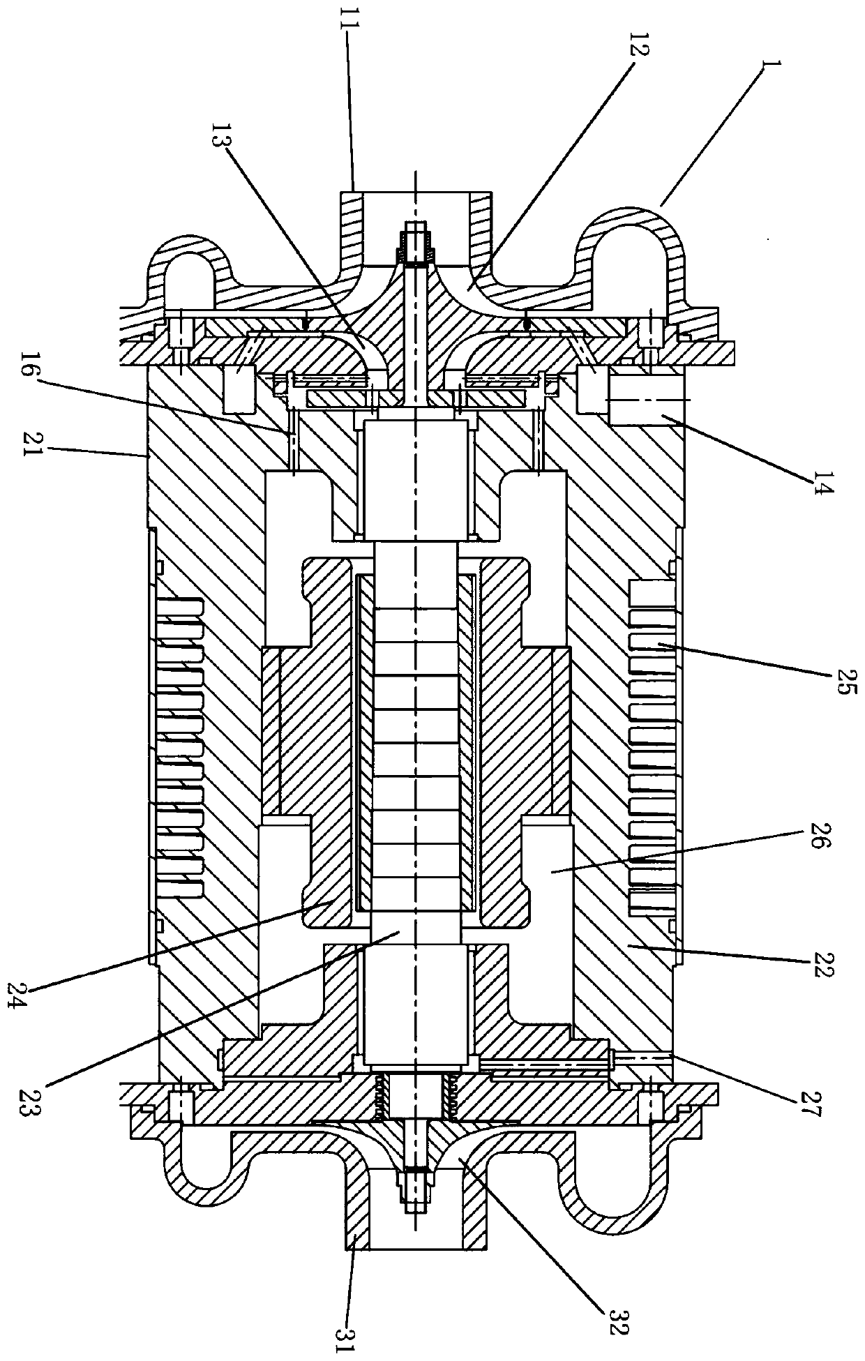 Two-stage hydrogen fuel cell stack gas supply device driven by motor