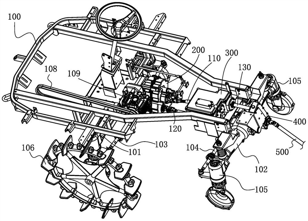 High-ground-clearance full-time four-wheel-drive rice transplanter