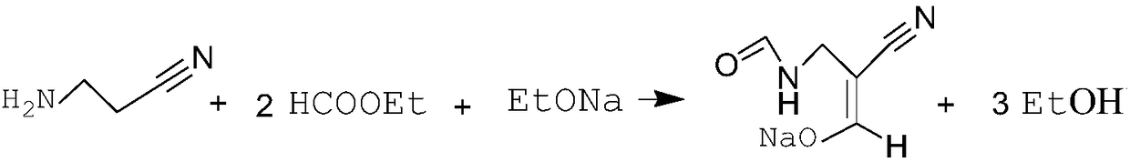 Preparation method of alpha-formyl-beta-formamido-propionitrile alkali metal salt